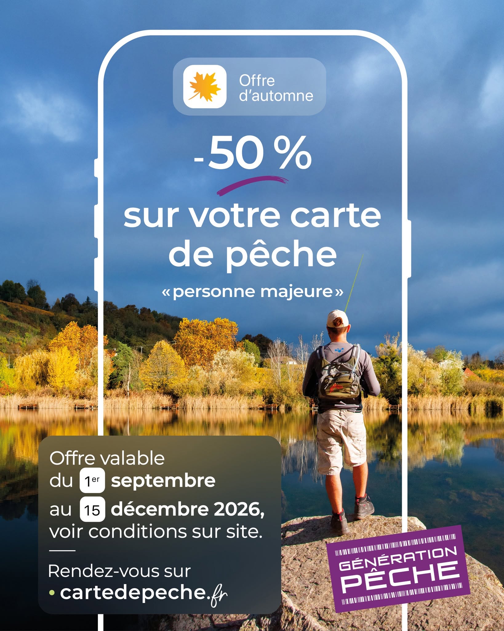 Carte de pêche à -50%